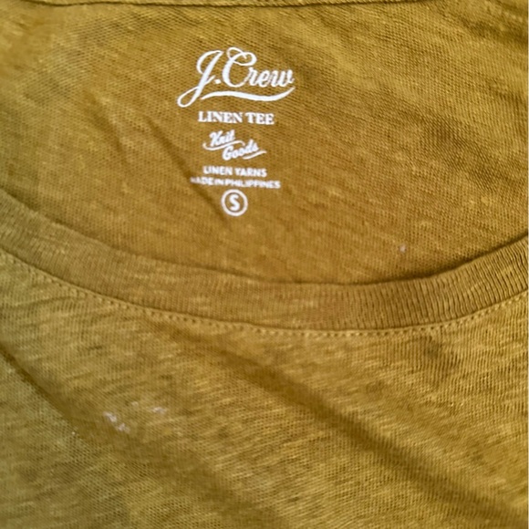 J. Crew Linen Tee Women's S Mustard Yellow Classic Minimalist Autumn (A1 - Picture 8 of 10